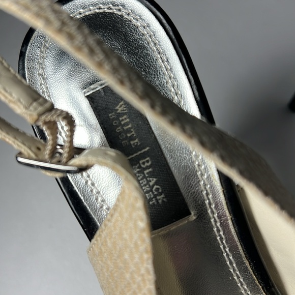 White House Black Market Faux Reptile Skin black & tan high heel shoes size 7 M - Picture 2 of 6